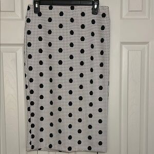 Beige by eci Black and White Midi Pencil Skirt